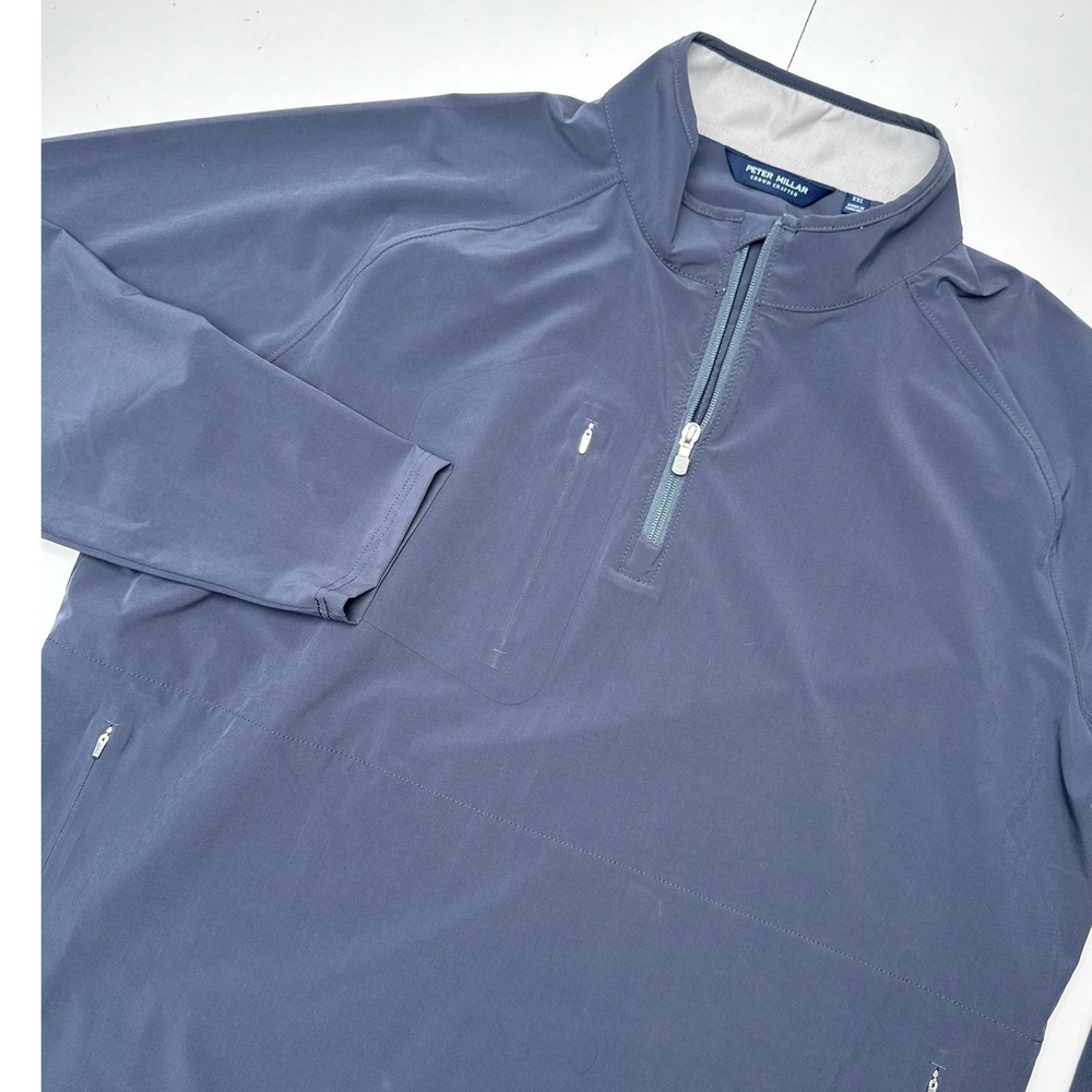 Peter Millar Crown Crafted Mens XXL Slate Blue Quarter Zip Pullover Golf Jacket